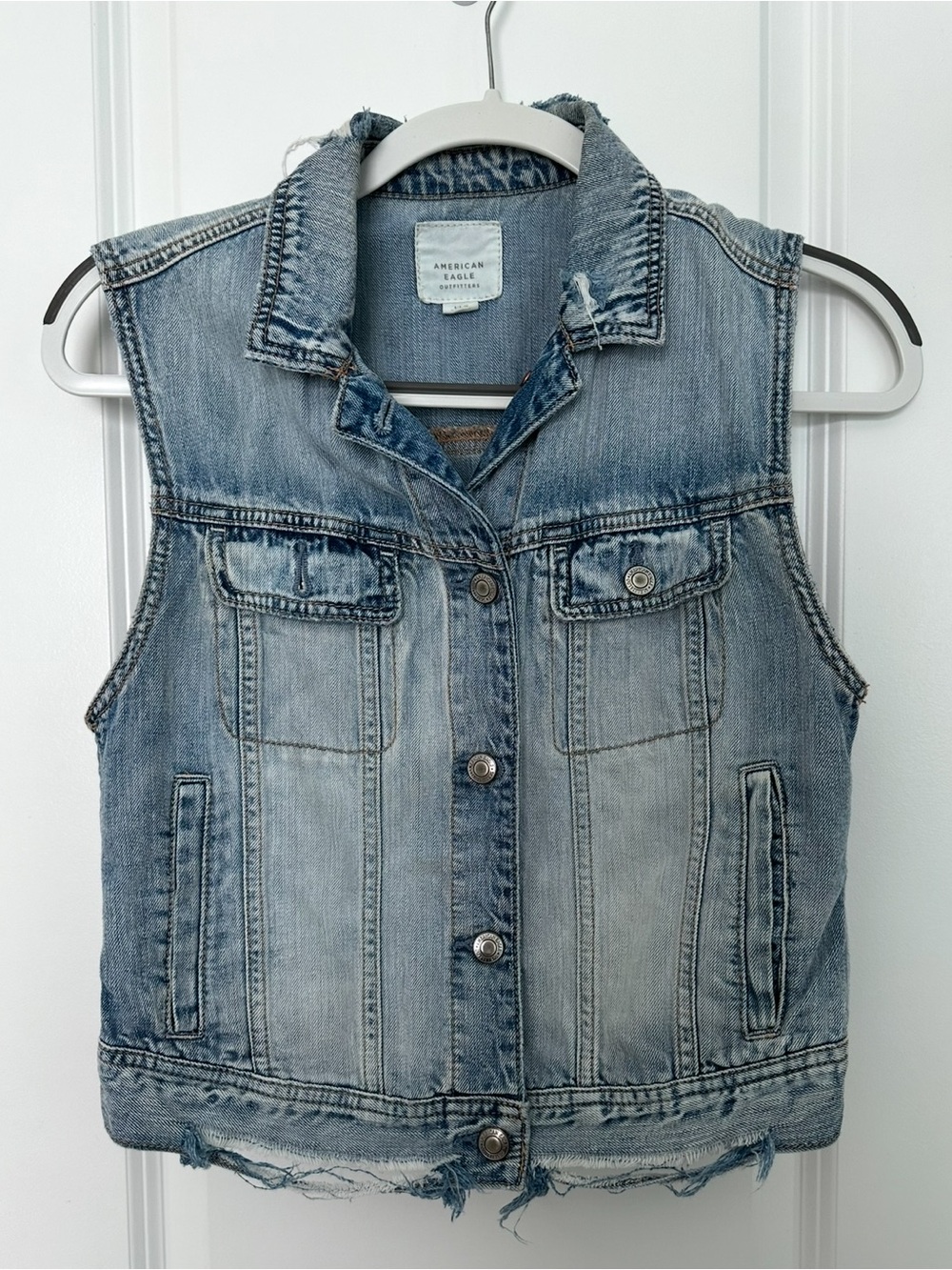 American Eagle Distressed Denim Vest Women’s Small